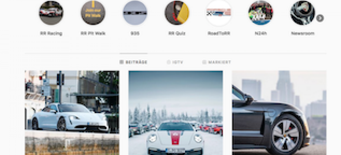 Porsche Newsroom Instagram channel